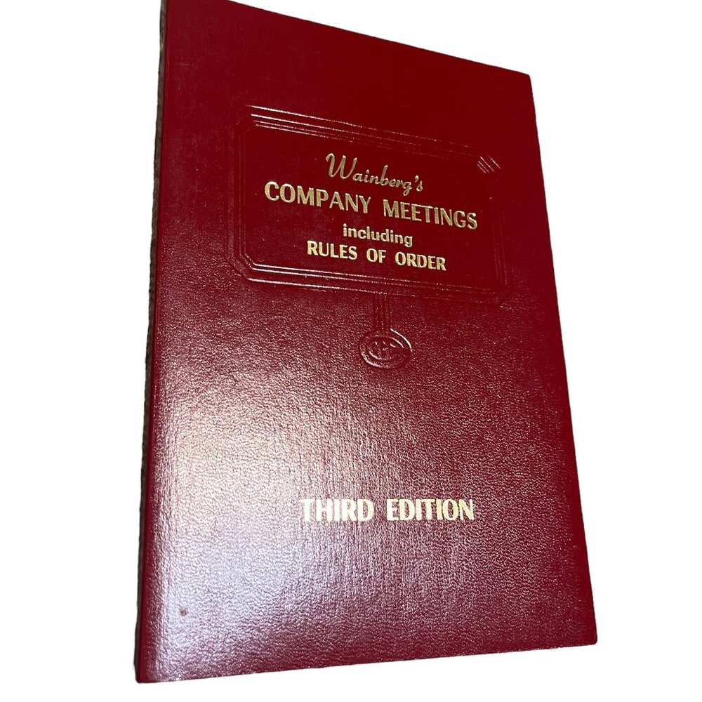 Book WAINBERG'S Company Meetings Rules of Order 3rd Edition Like New